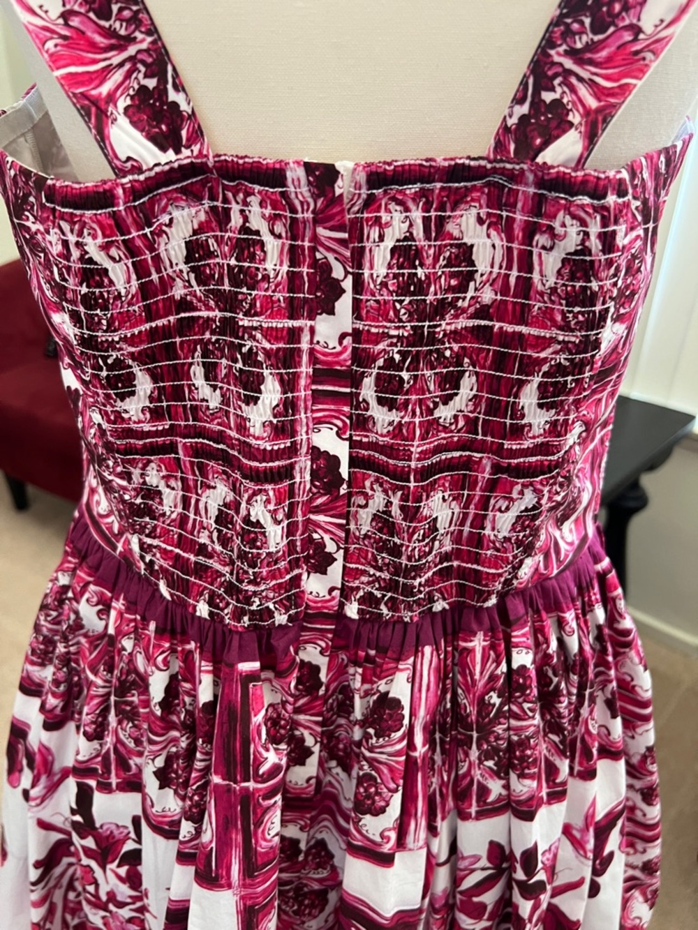 Dolce & Gabbana Pink and White Maiolica Print Dress - Picture 8 of 12